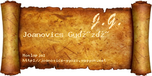 Joanovics Győző névjegykártya